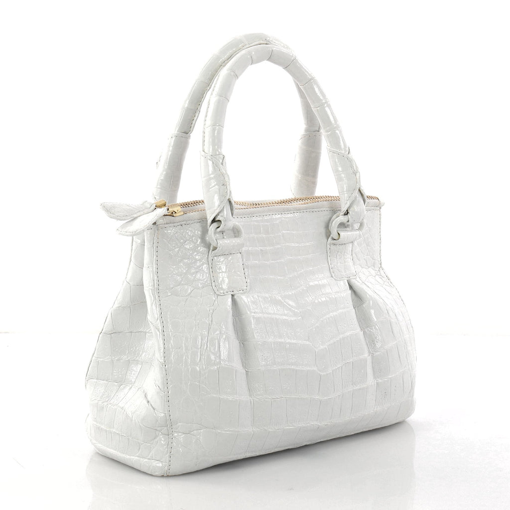 Double Zip Convertible Tote Crocodile Mini