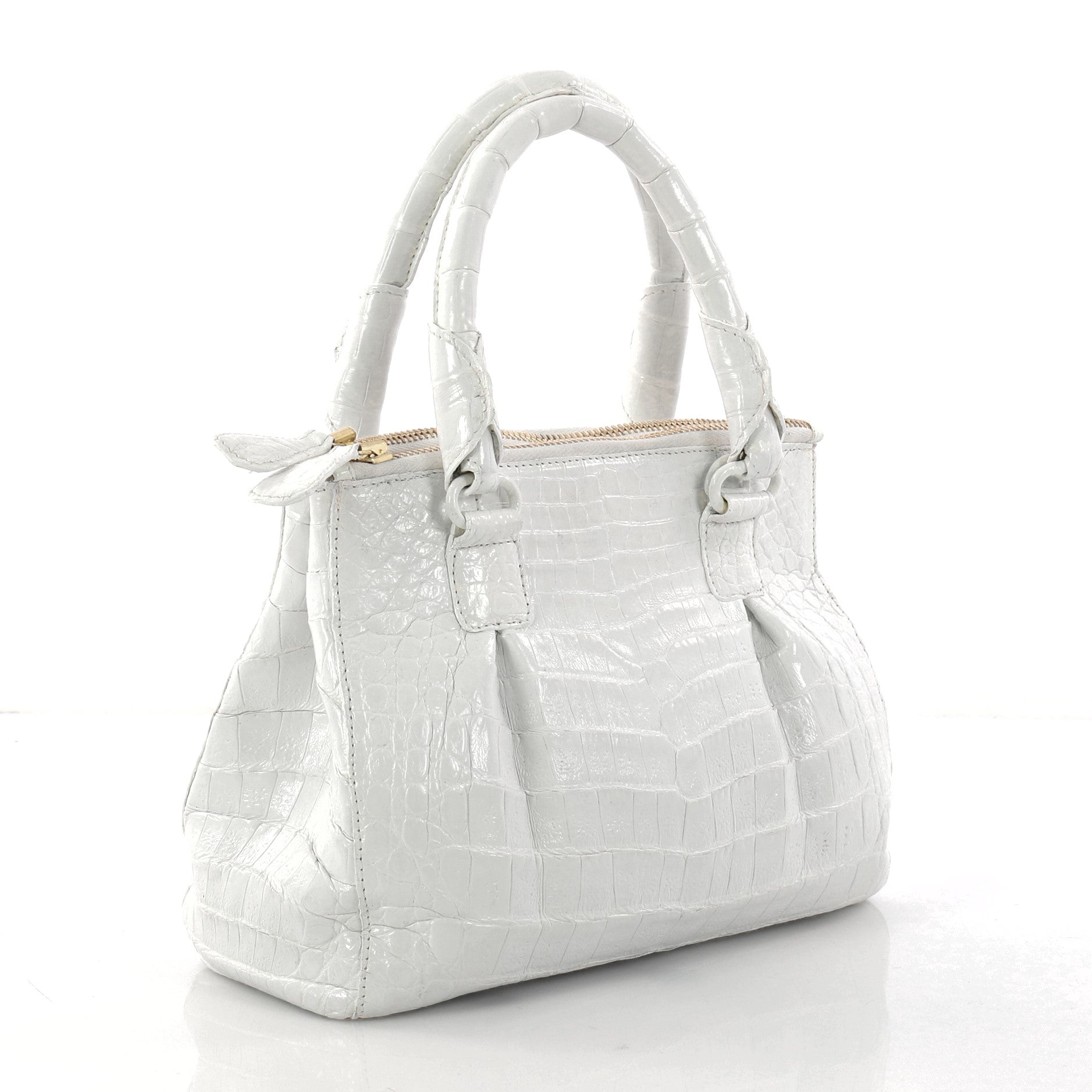 Double Zip Convertible Tote Crocodile Mini