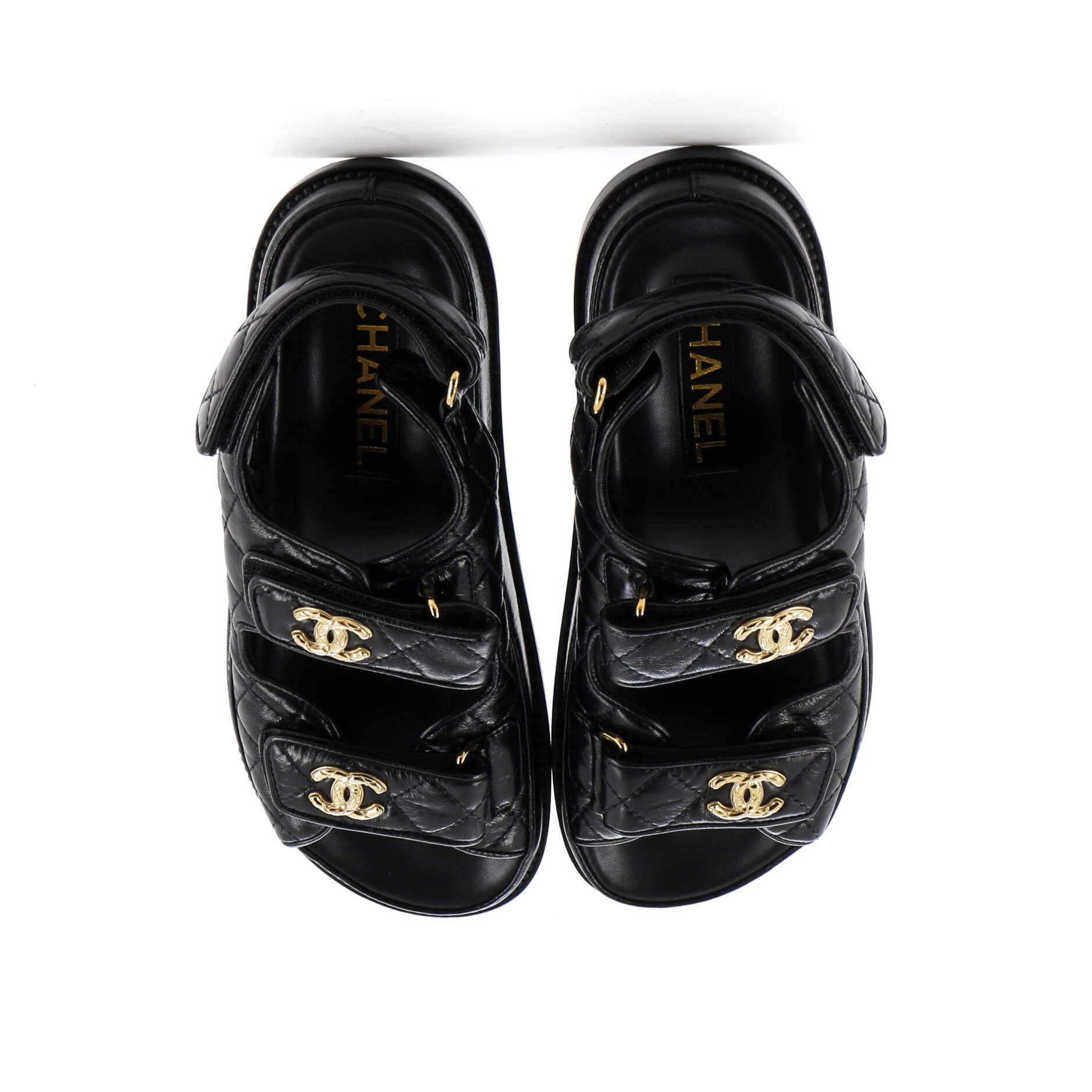 Women's Velcro Dad Sandals Quilted Leather