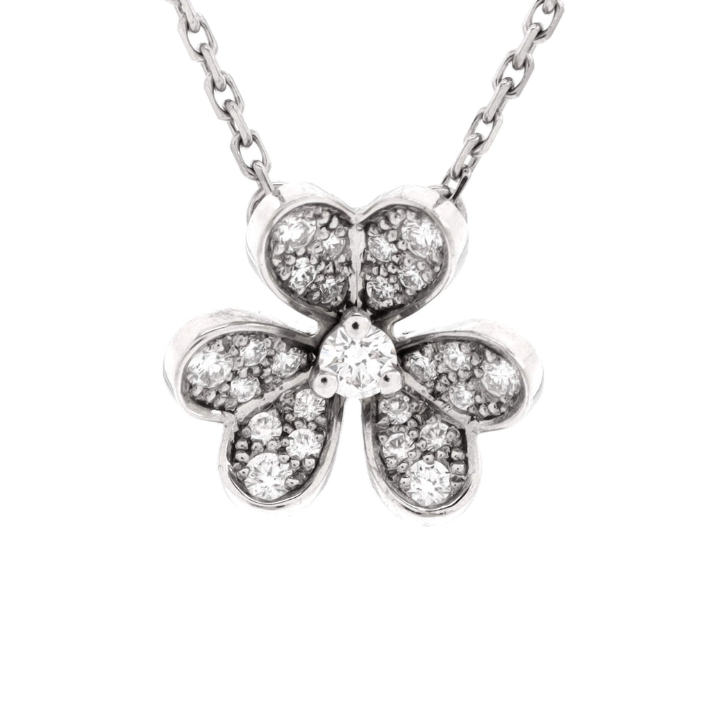 Frivole Pendant Necklace 18K White Gold with Pave Diamonds Mini