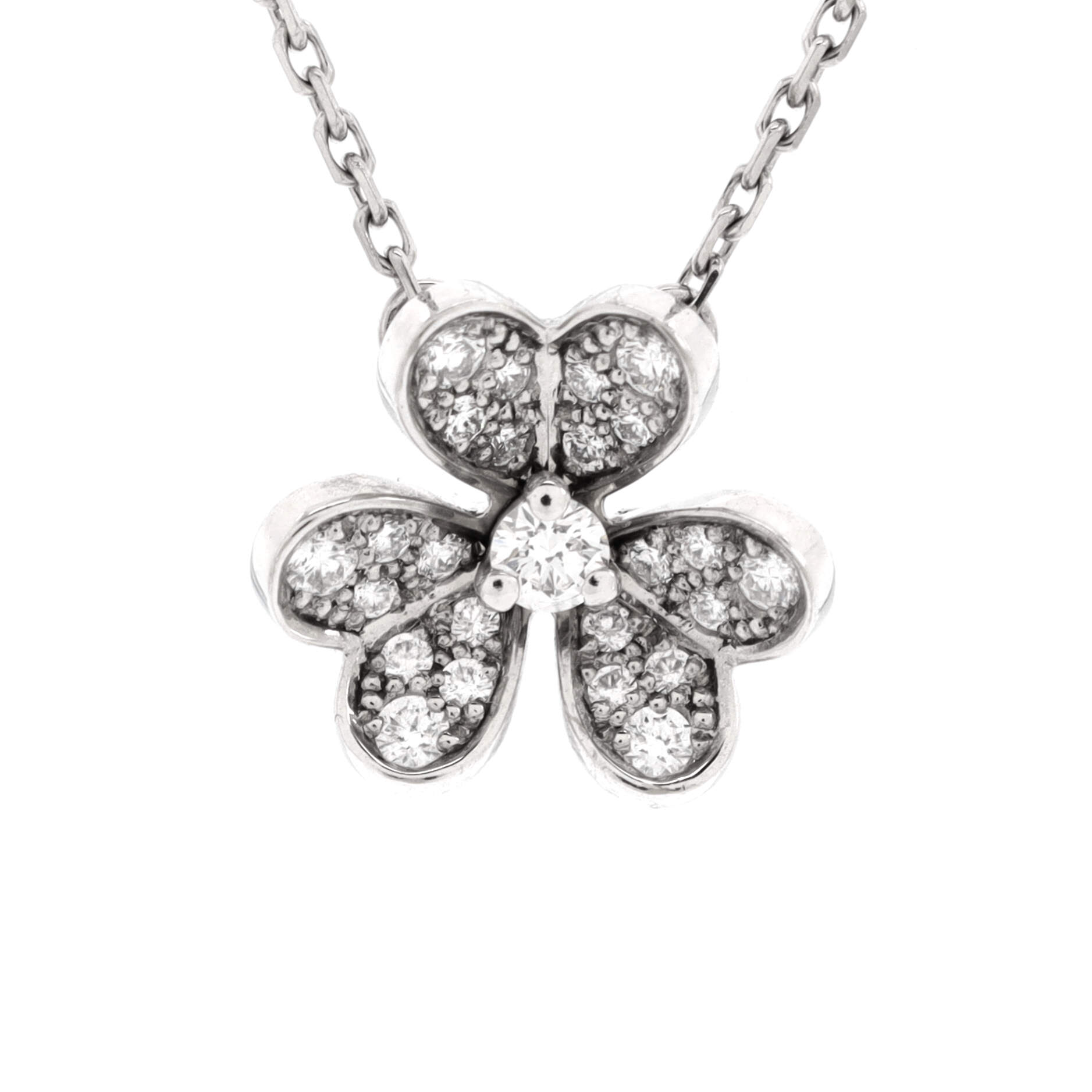 Frivole Pendant Necklace 18K White Gold with Pave Diamonds Mini