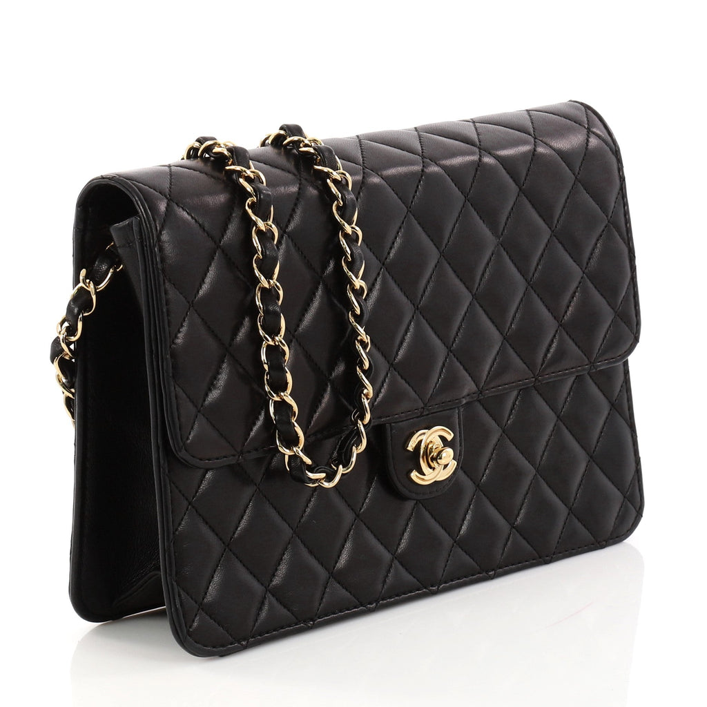 Vintage Clutch with Chain Quilted Leather Medium