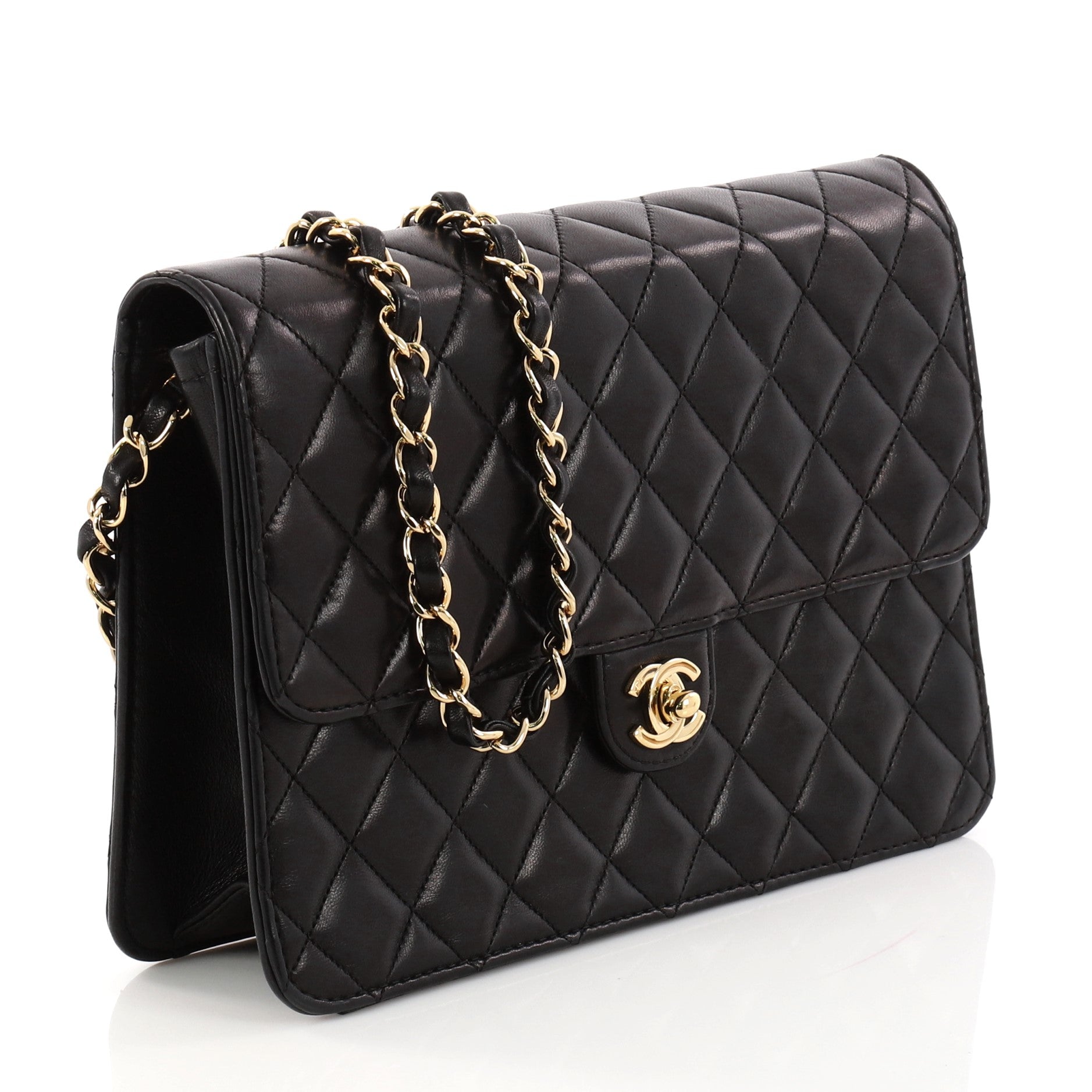 Vintage Clutch with Chain Quilted Leather Medium