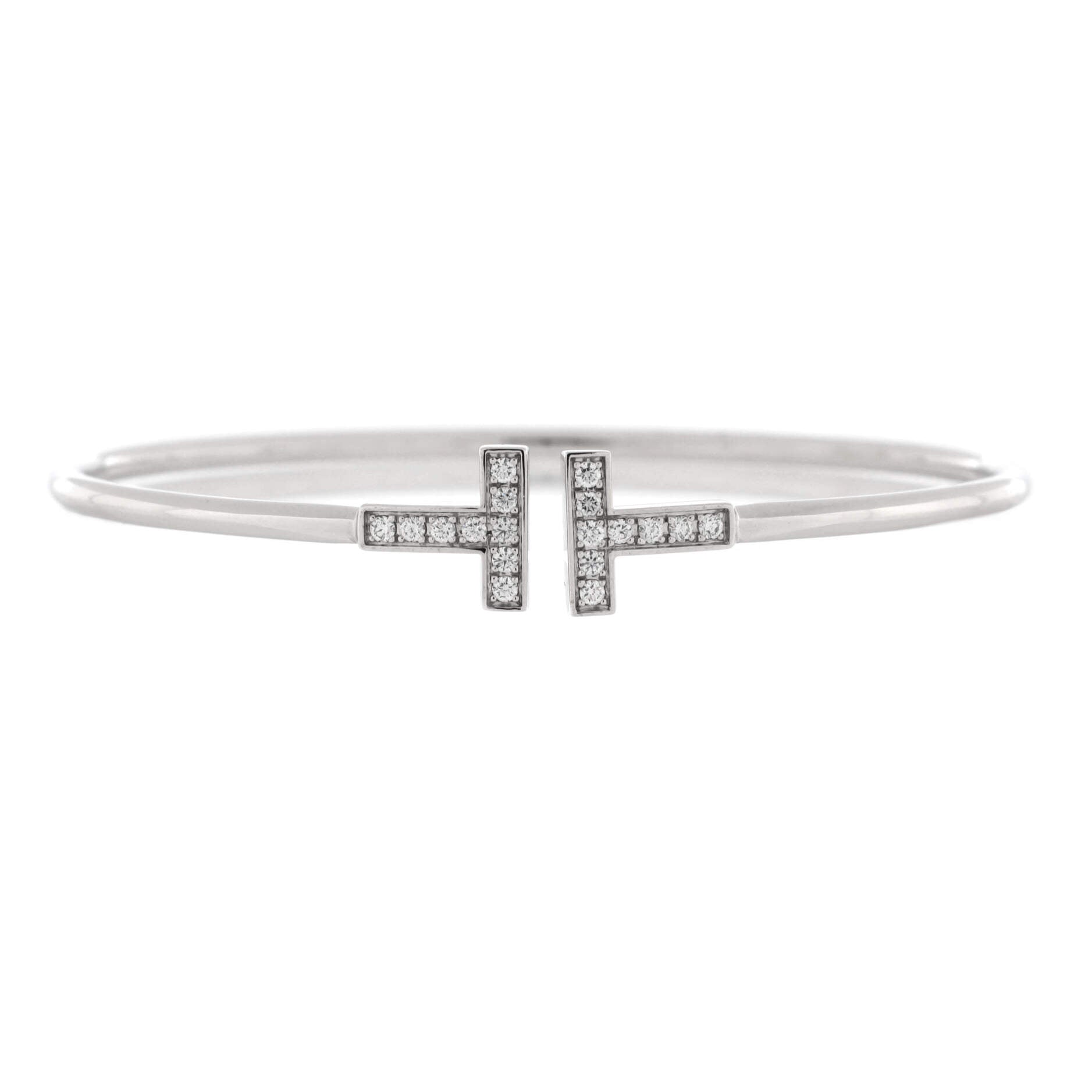 T Wire Bracelet 18K White Gold with Diamonds