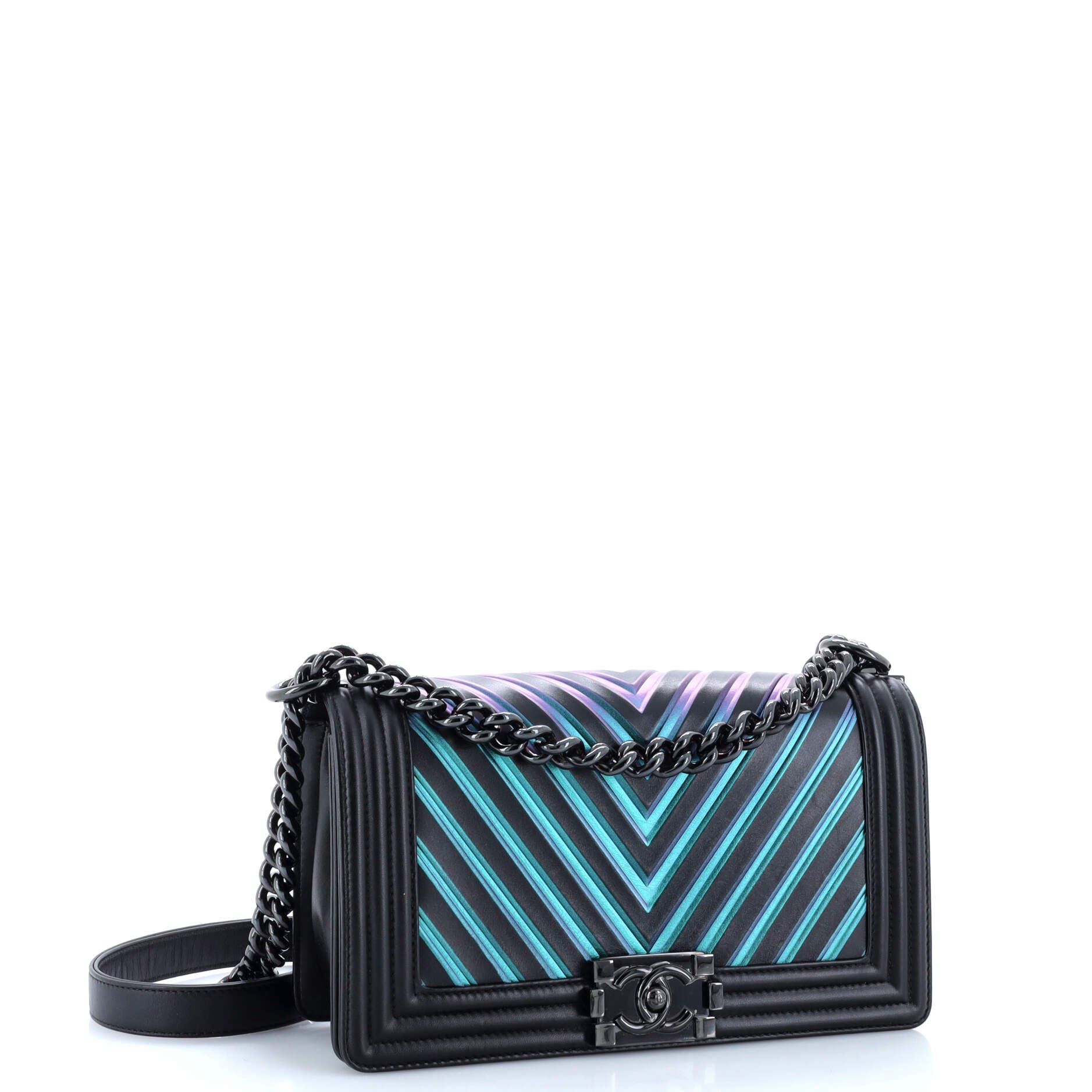 Boy Flap Bag Chevron Painted Calfskin Old Medium