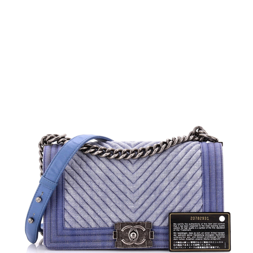Boy Flap Bag Chevron Denim Old Medium