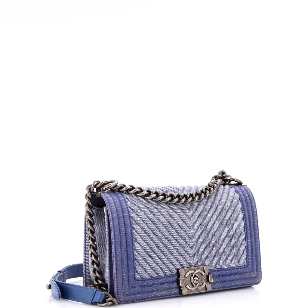 Boy Flap Bag Chevron Denim Old Medium