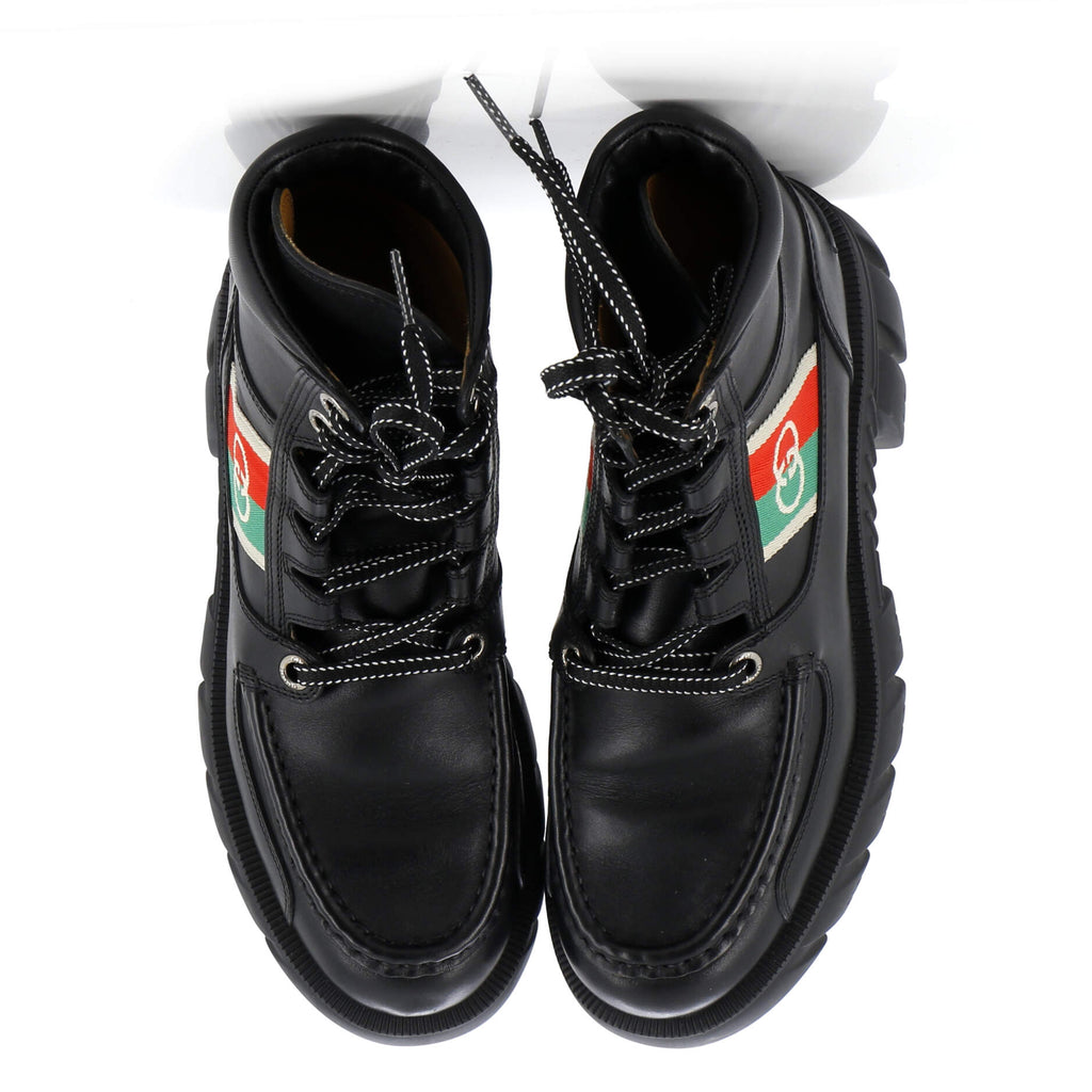 Women's Quebec Web Lace Up Combat Boots Leather