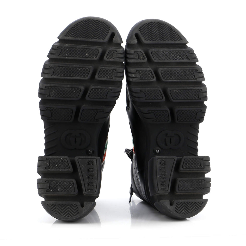 Women's Quebec Web Lace Up Combat Boots Leather