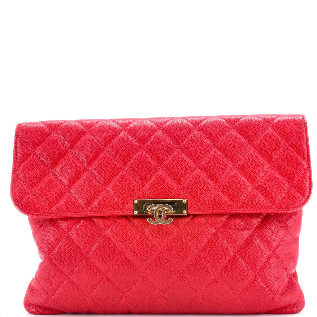 Golden Class O Case Clutch Quilted Caviar Medium