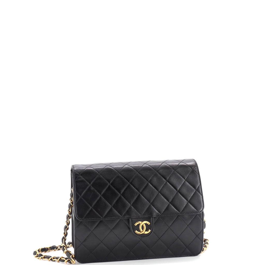 Vintage Clutch with Chain Quilted Leather Small