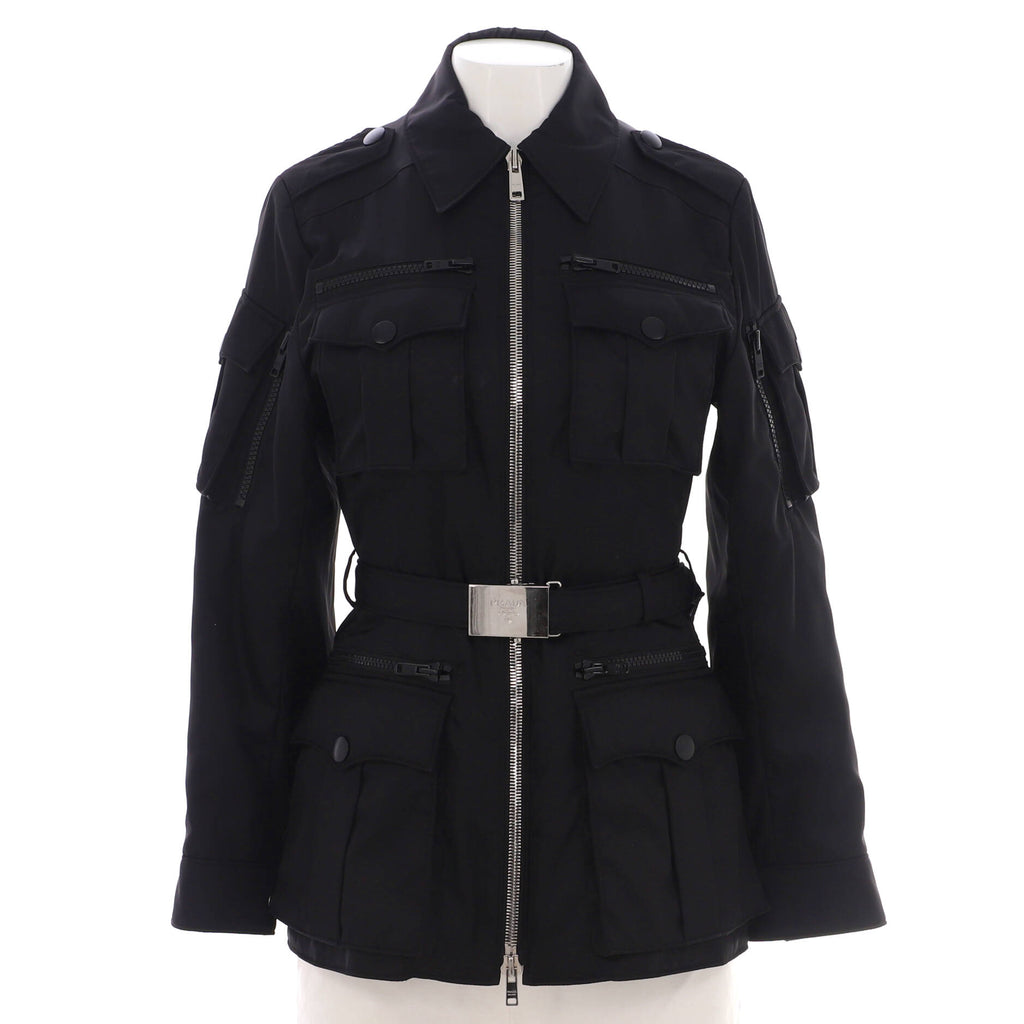 Women's Military Belted Zip Jacket Nylon