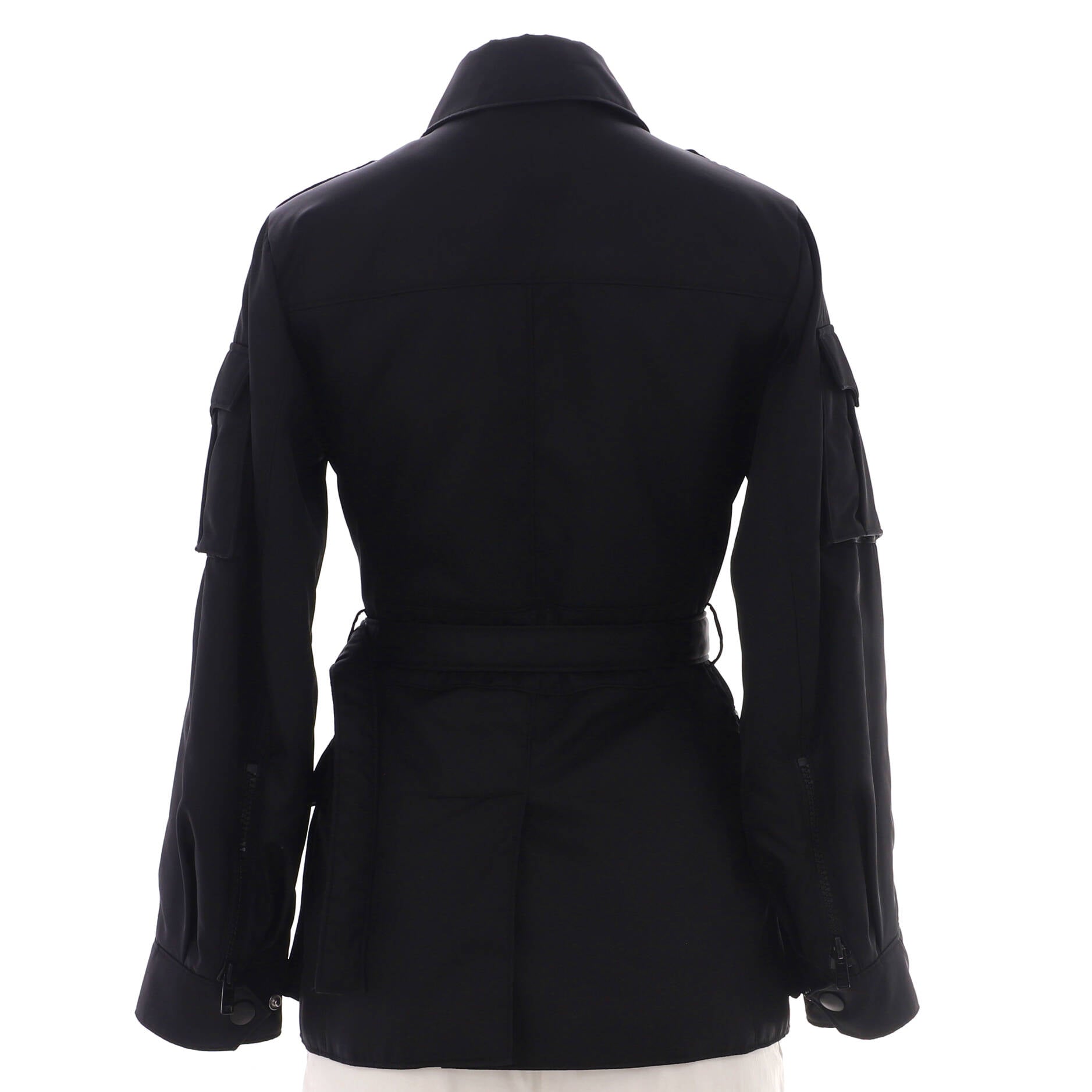 Women's Military Belted Zip Jacket Nylon
