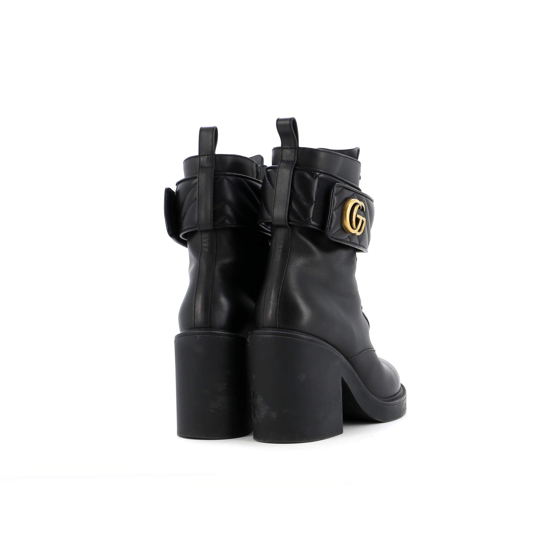 Women's GG Marmont Heeled Lace-Up Ankle Boots Leather