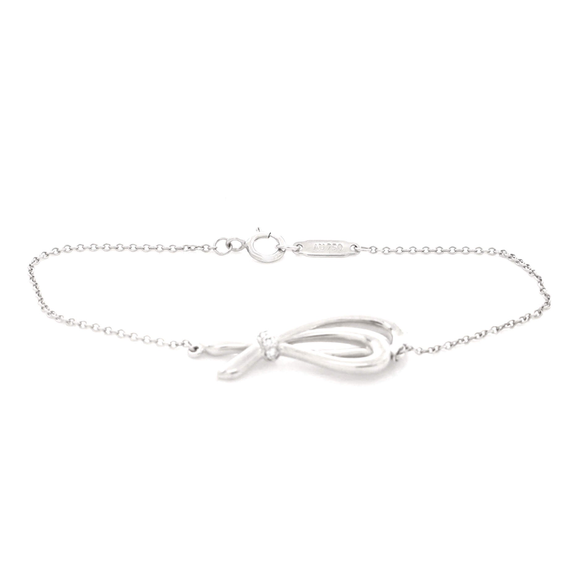 Bow Knot Chain Bracelet 18K White Gold and Diamonds Small
