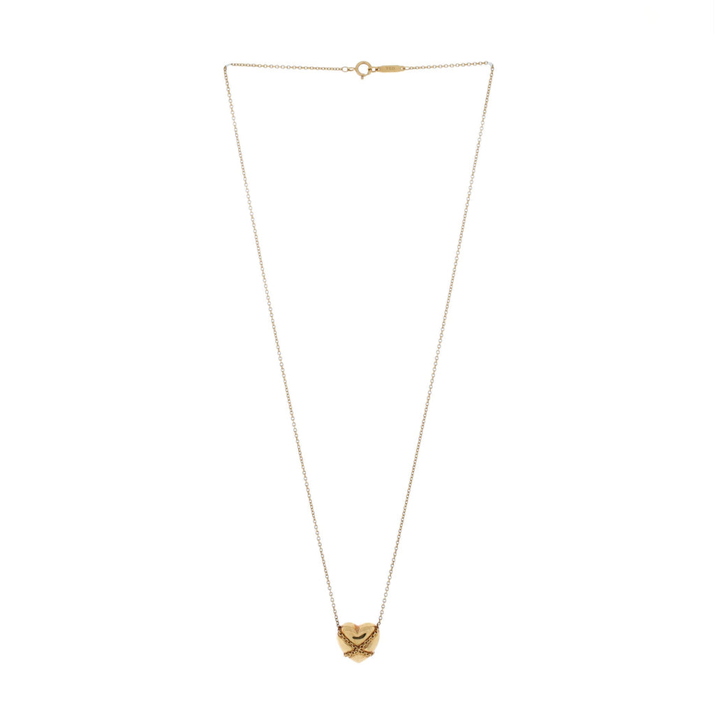 Heart Cross Chain Pendant Necklace 18K Yellow Gold Small