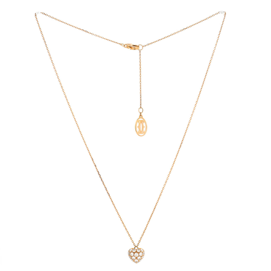 Heart Pendant Necklace 18K Rose Gold with Pave Diamonds Small