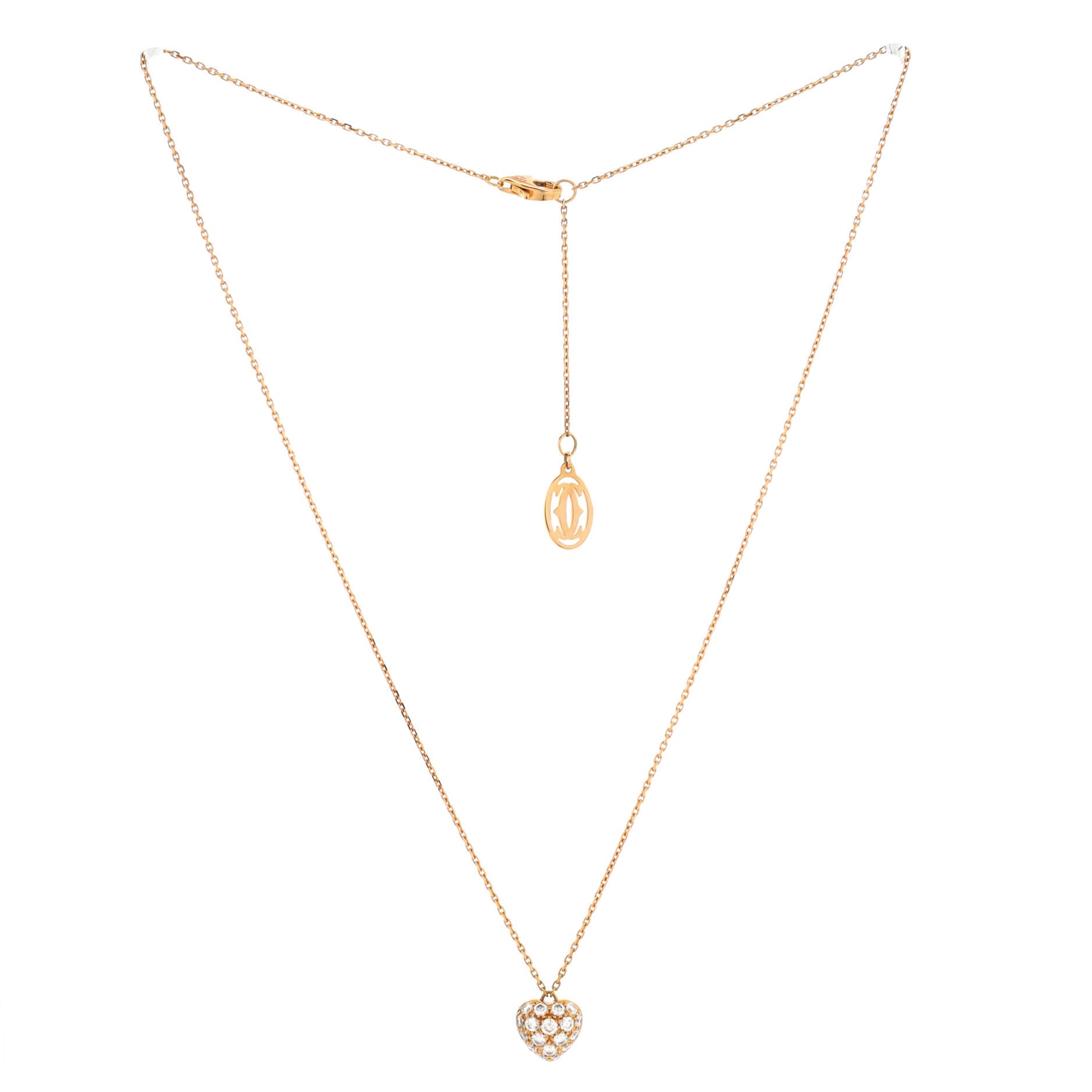 Heart Pendant Necklace 18K Rose Gold with Pave Diamonds Small