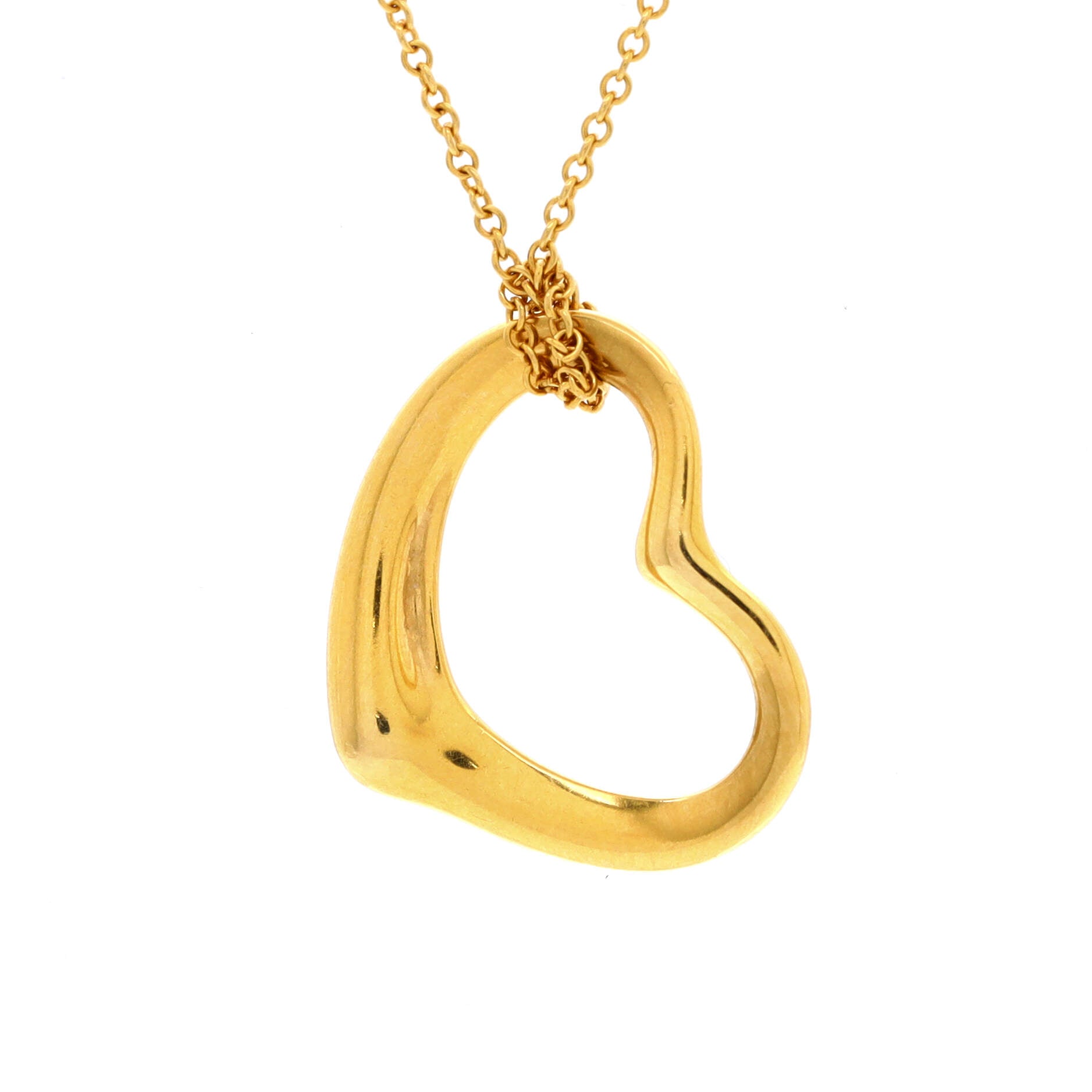 Elsa Peretti Open Heart Pendant Necklace 18K Yellow Gold 22mm