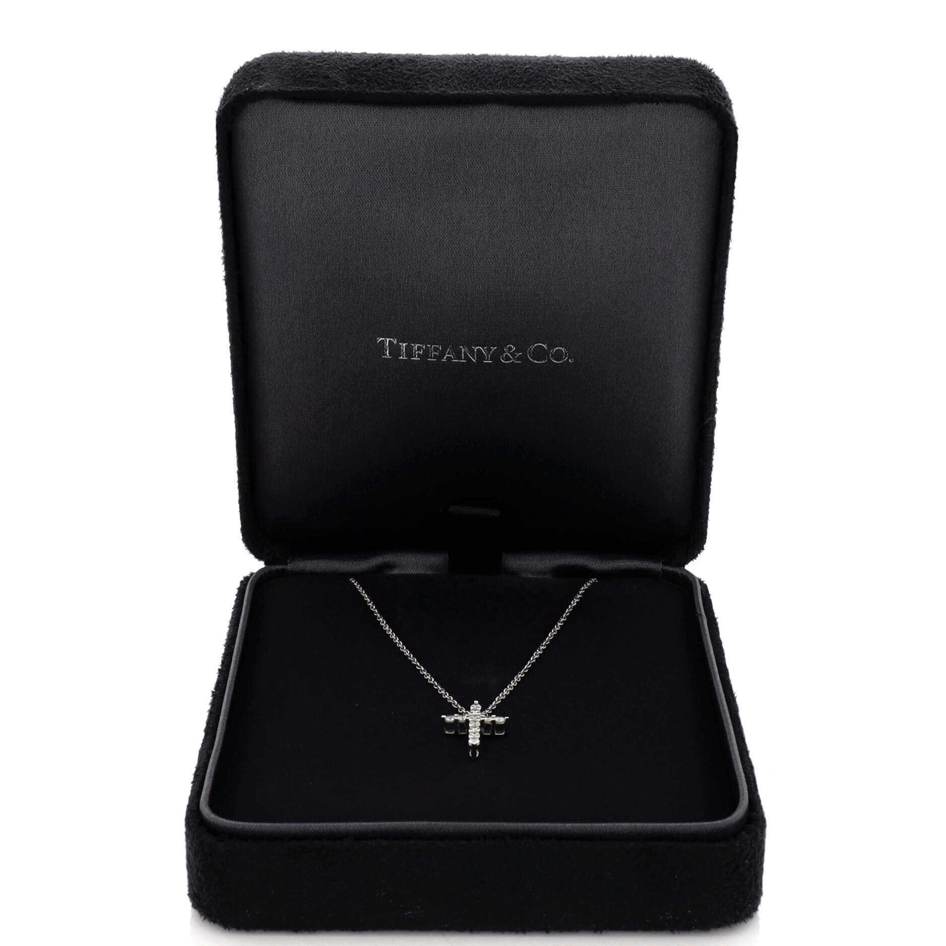 Cross Pendant Necklace Platinum and Diamonds Mini