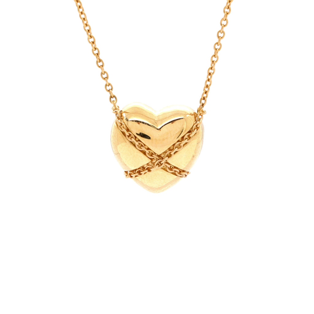 Heart Cross Chain Pendant Necklace 18K Yellow Gold Small