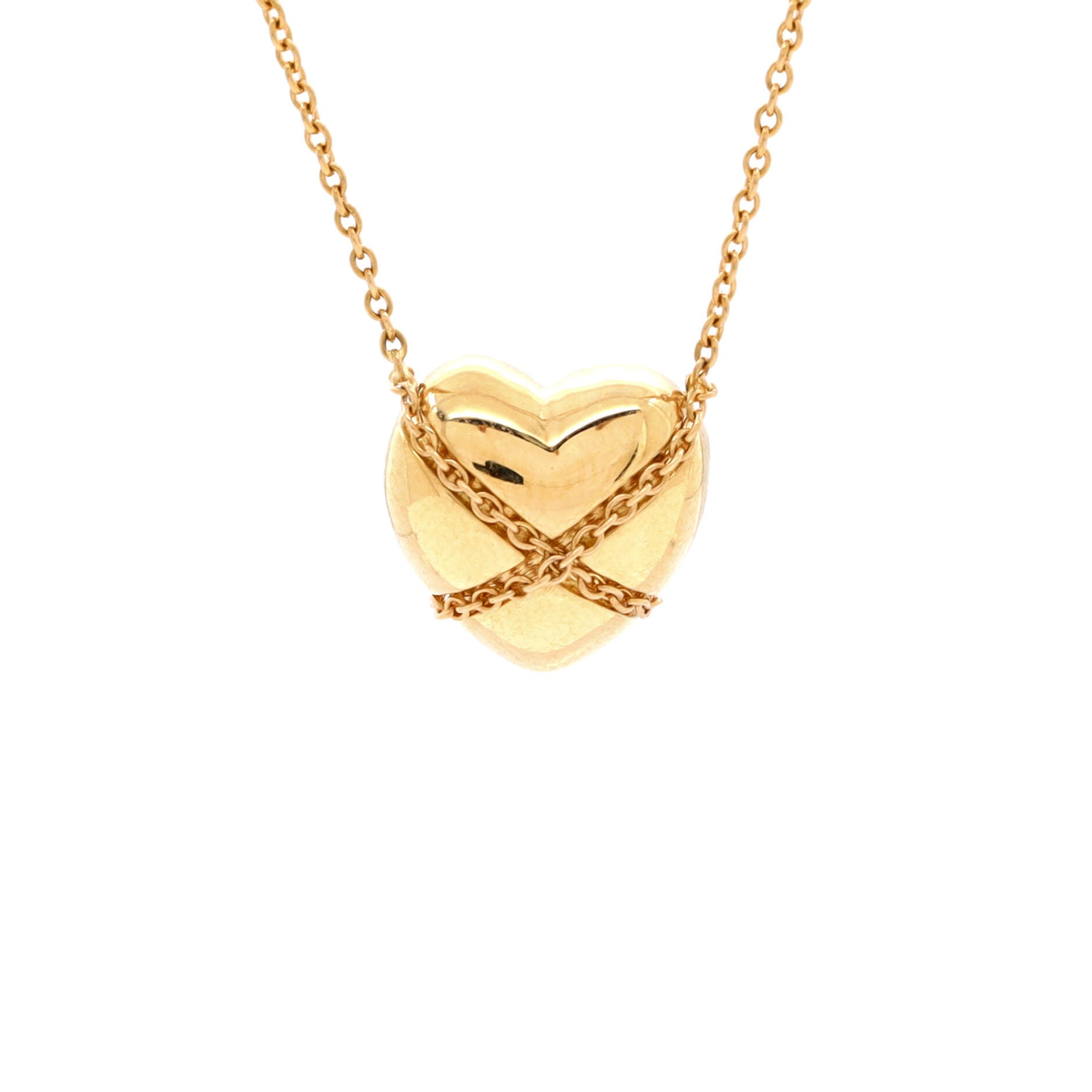 Heart Cross Chain Pendant Necklace 18K Yellow Gold Small