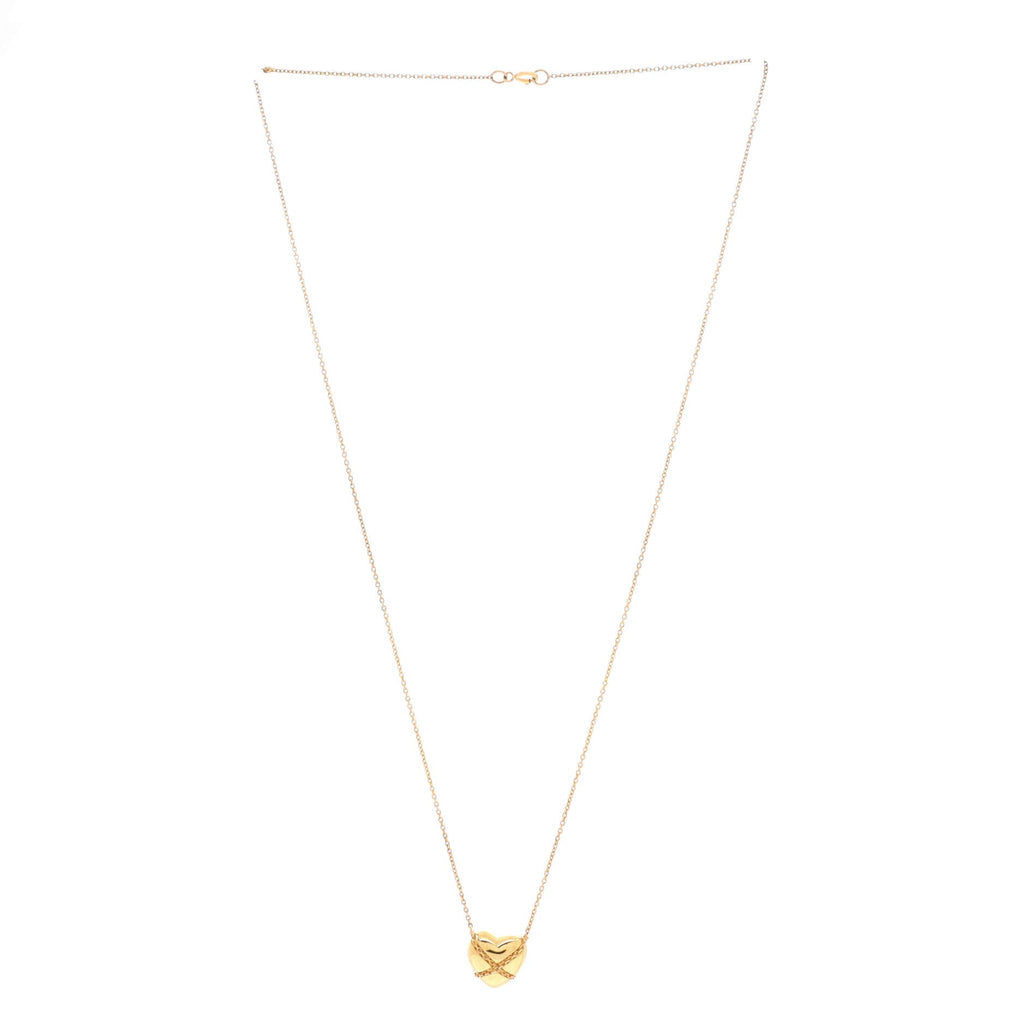 Heart Cross Chain Pendant Necklace 18K Yellow Gold Small