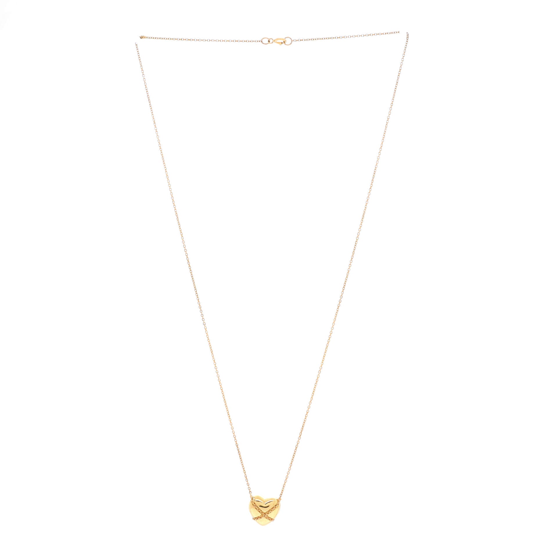 Heart Cross Chain Pendant Necklace 18K Yellow Gold Small