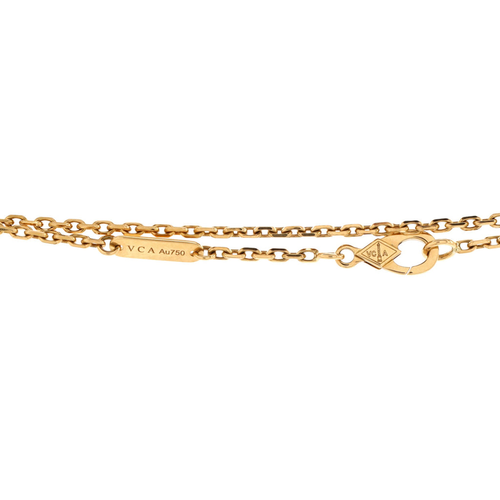 Magic Alhambra Pendant Long Necklace 18K Yellow Gold and Carnelian
