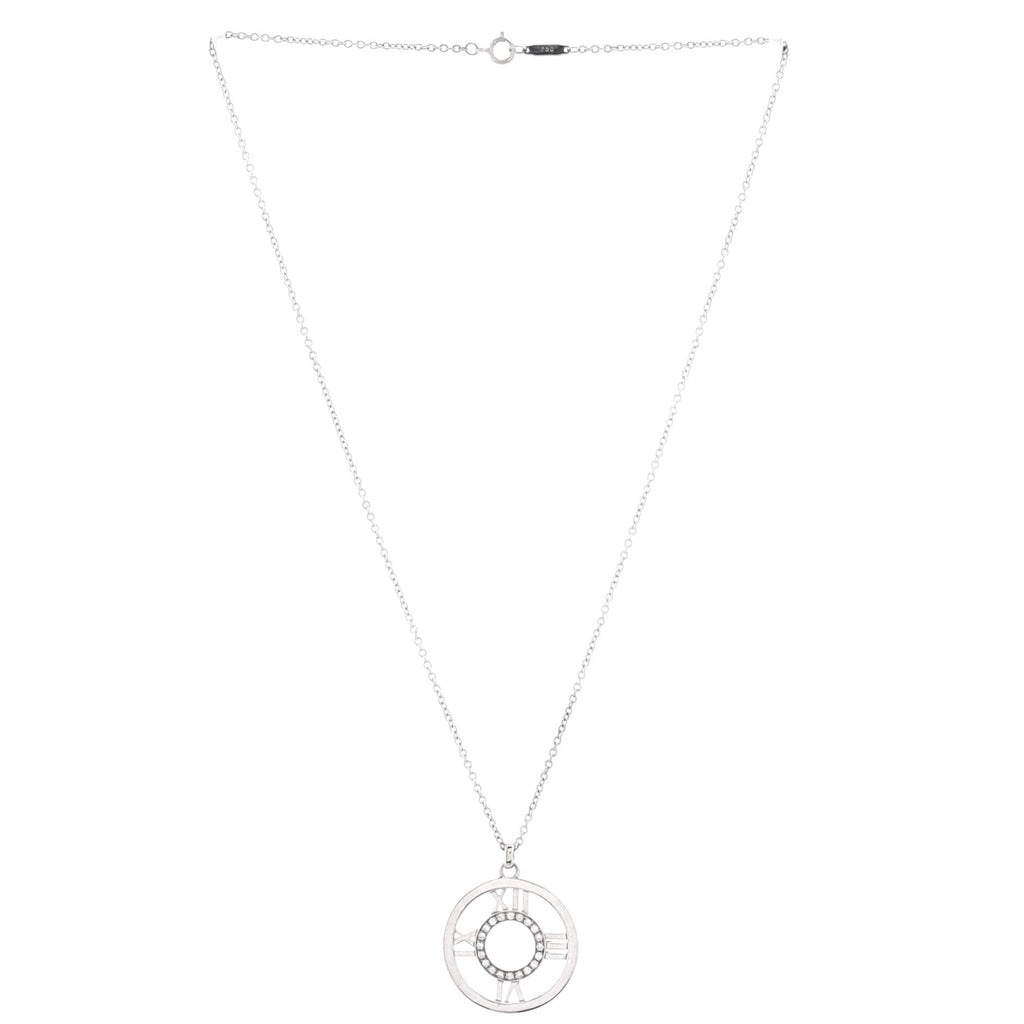 Atlas Open Medallion Pendant Necklace 18K White Gold with Diamonds Large