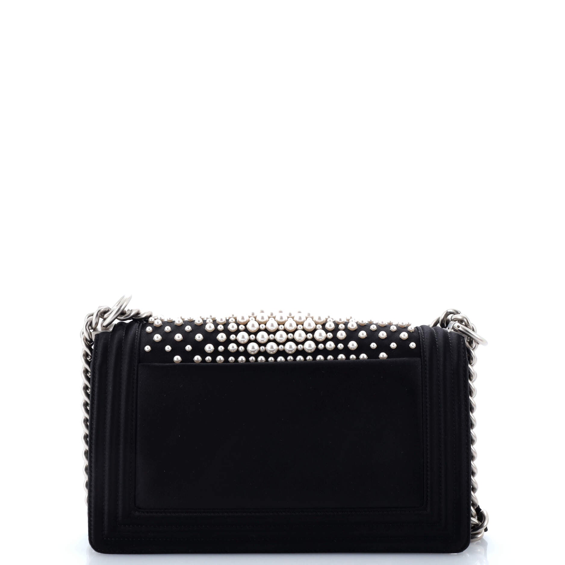 Boy Flap Bag Pearl Embellished Satin Old Medium
