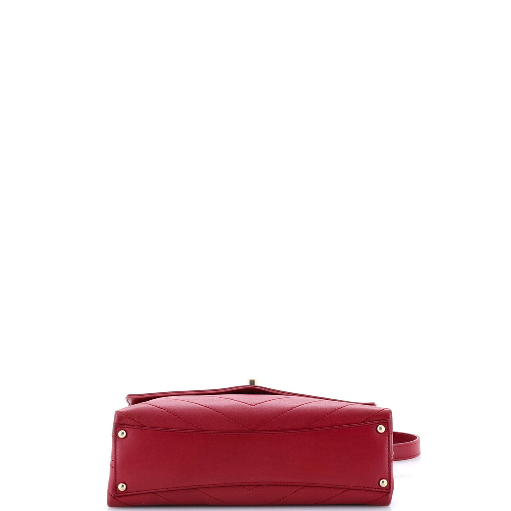 Coco Chevron Flap Bag Stitched Calfskin Small