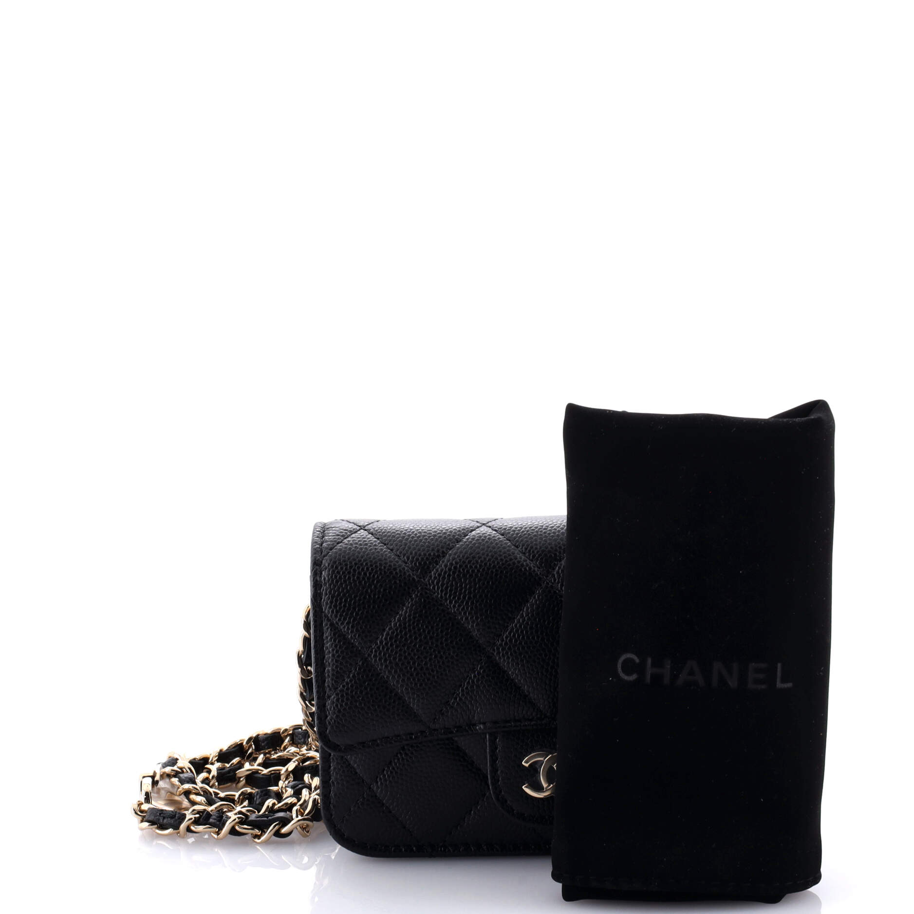 Classic Flap Chain Belt Bag Quilted Caviar Mini