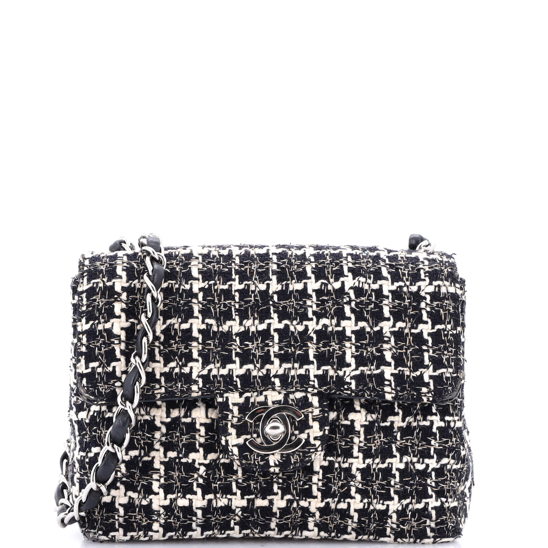 Square Classic Single Flap Bag Quilted Tweed Mini