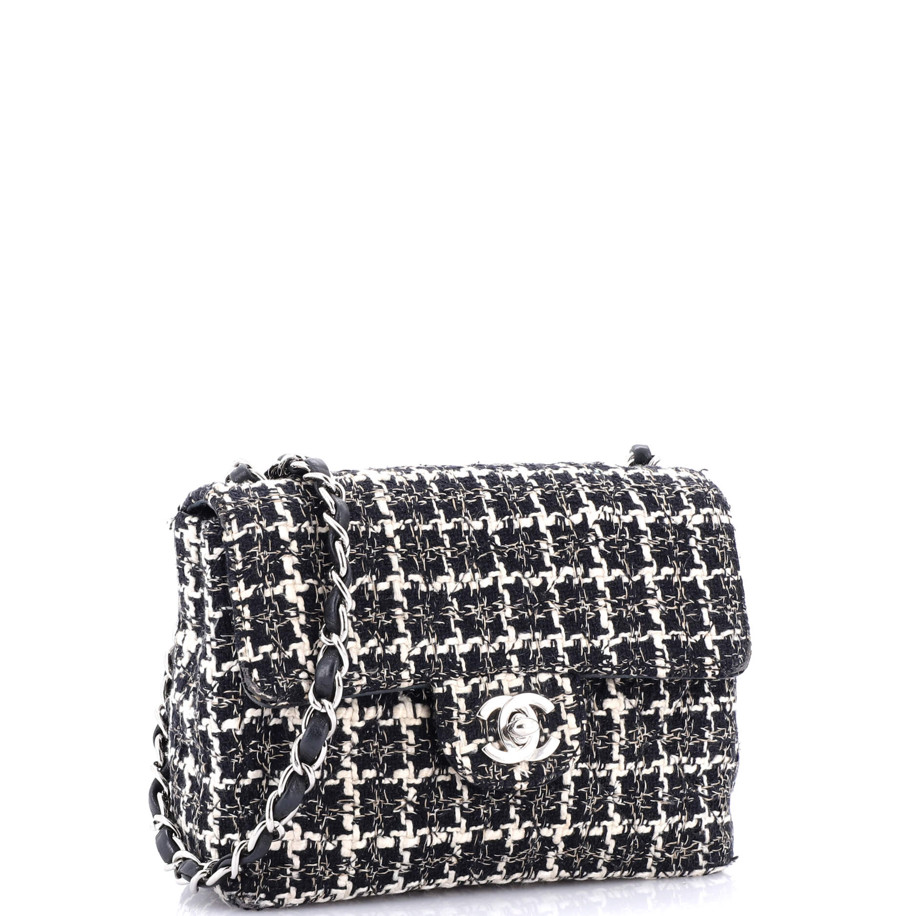 Square Classic Single Flap Bag Quilted Tweed Mini