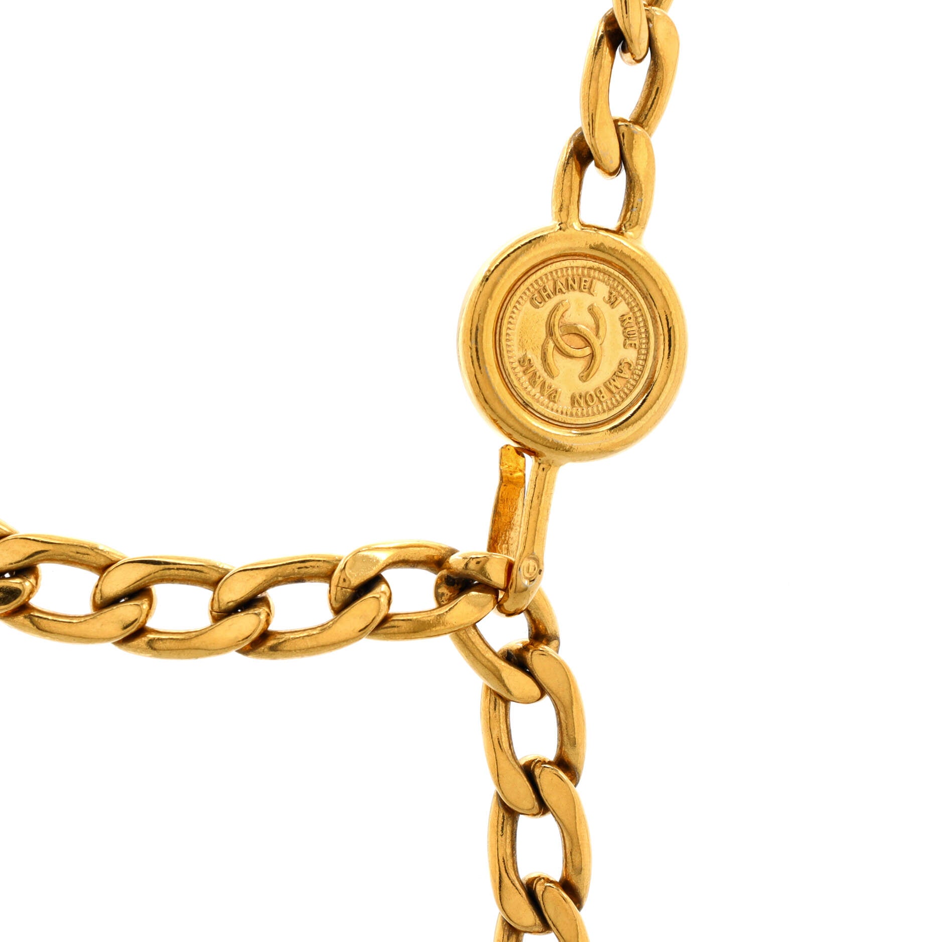 Vintage CC Medallion Charms Chain Belt Metal 90