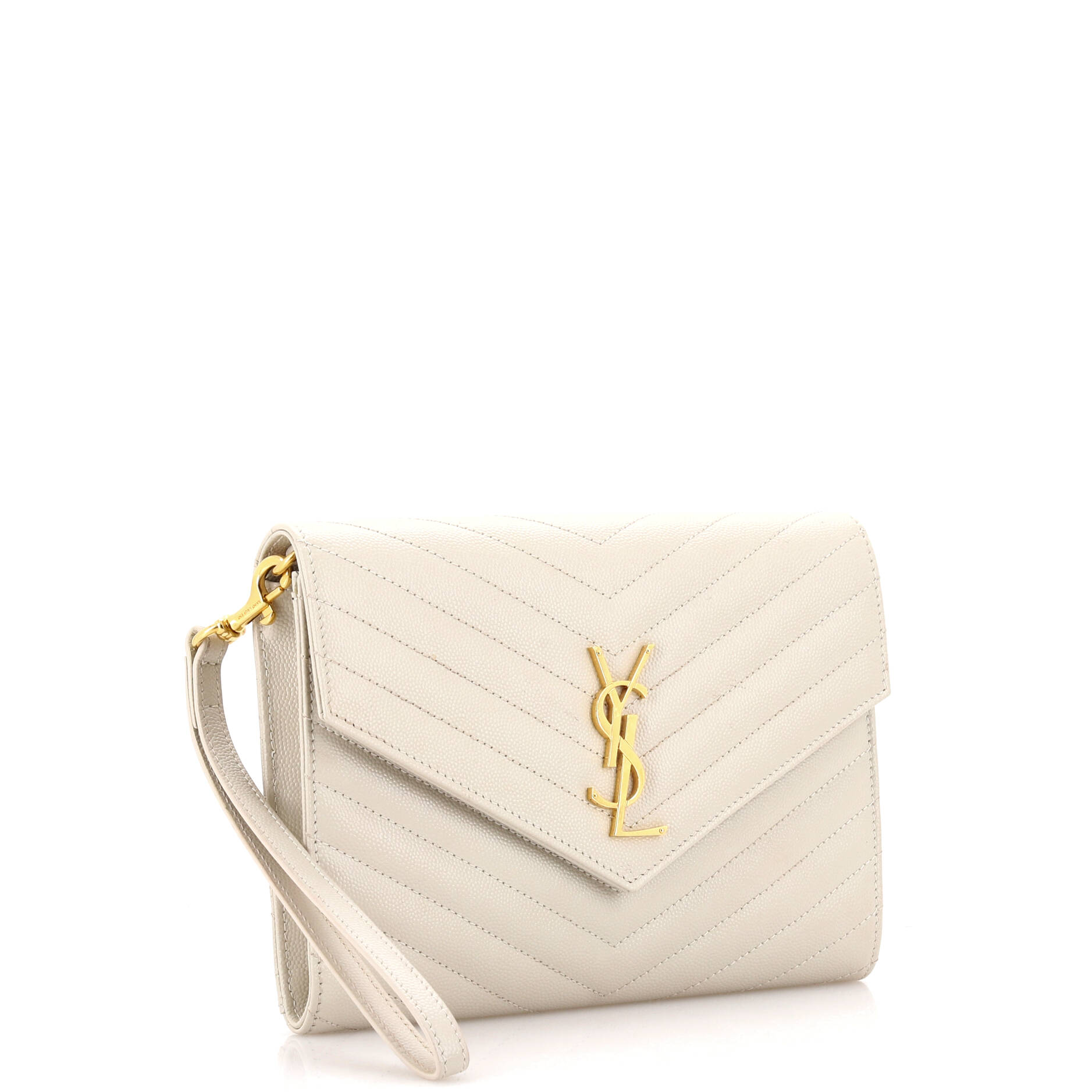 Classic Monogram Envelope Wristlet Clutch Matelasse Chevron Leather