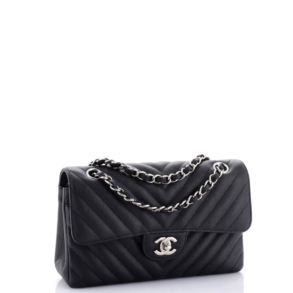 Classic Double Flap Bag Chevron Caviar Small