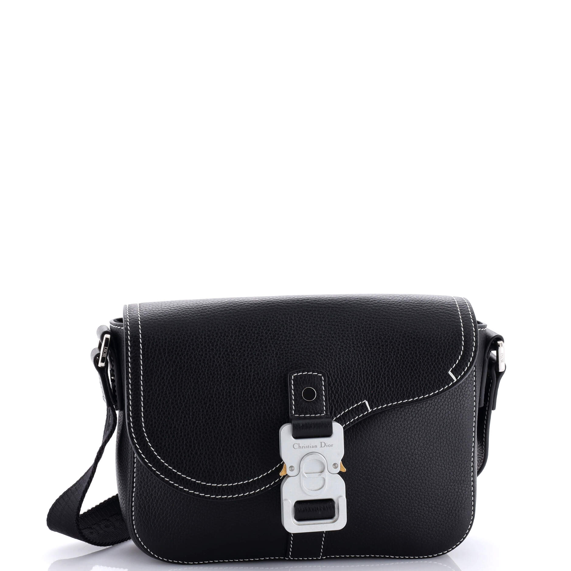 Saddle Buckle Flap Messenger Bag Leather Mini