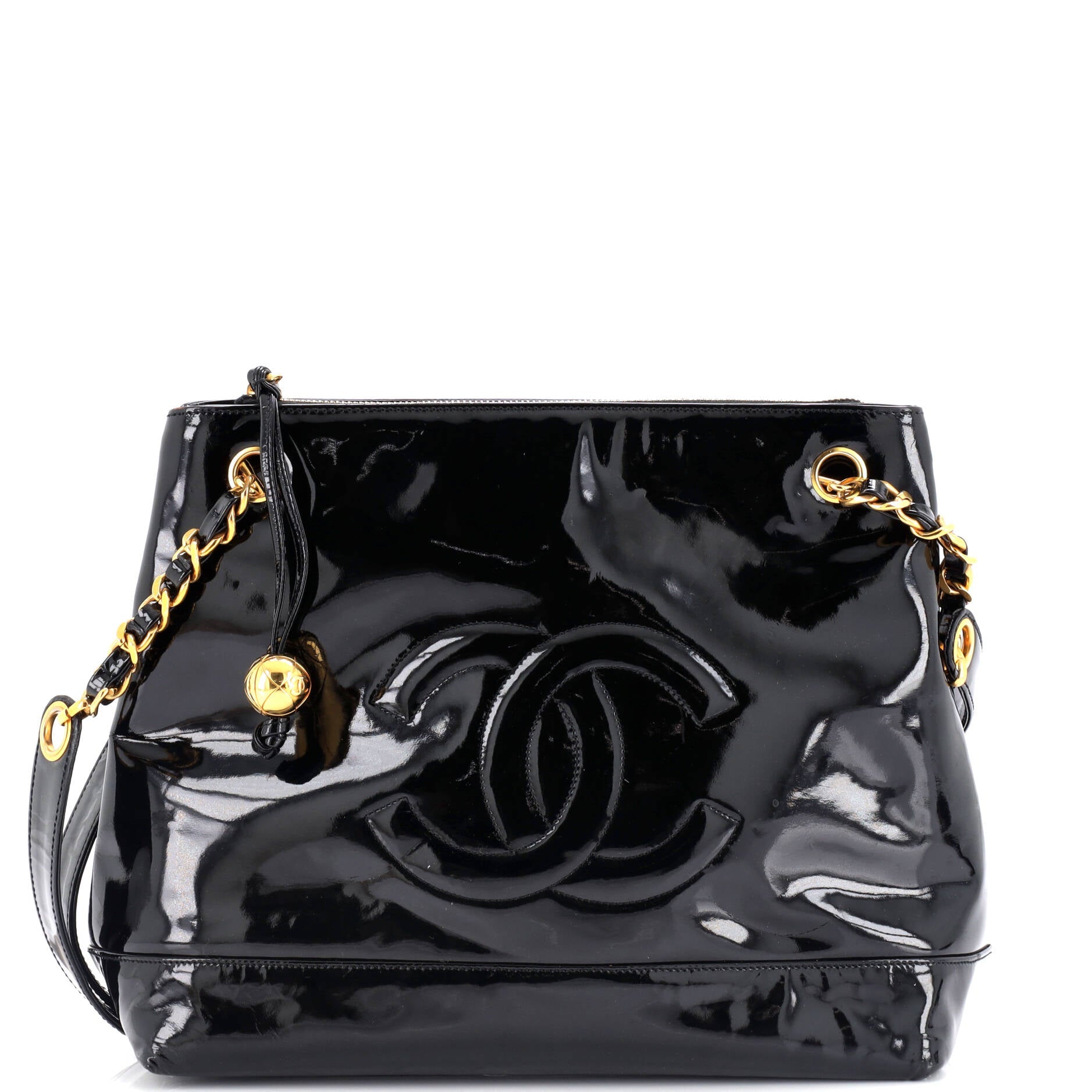 Vintage Timeless Chain Shoulder Bag Patent Medium