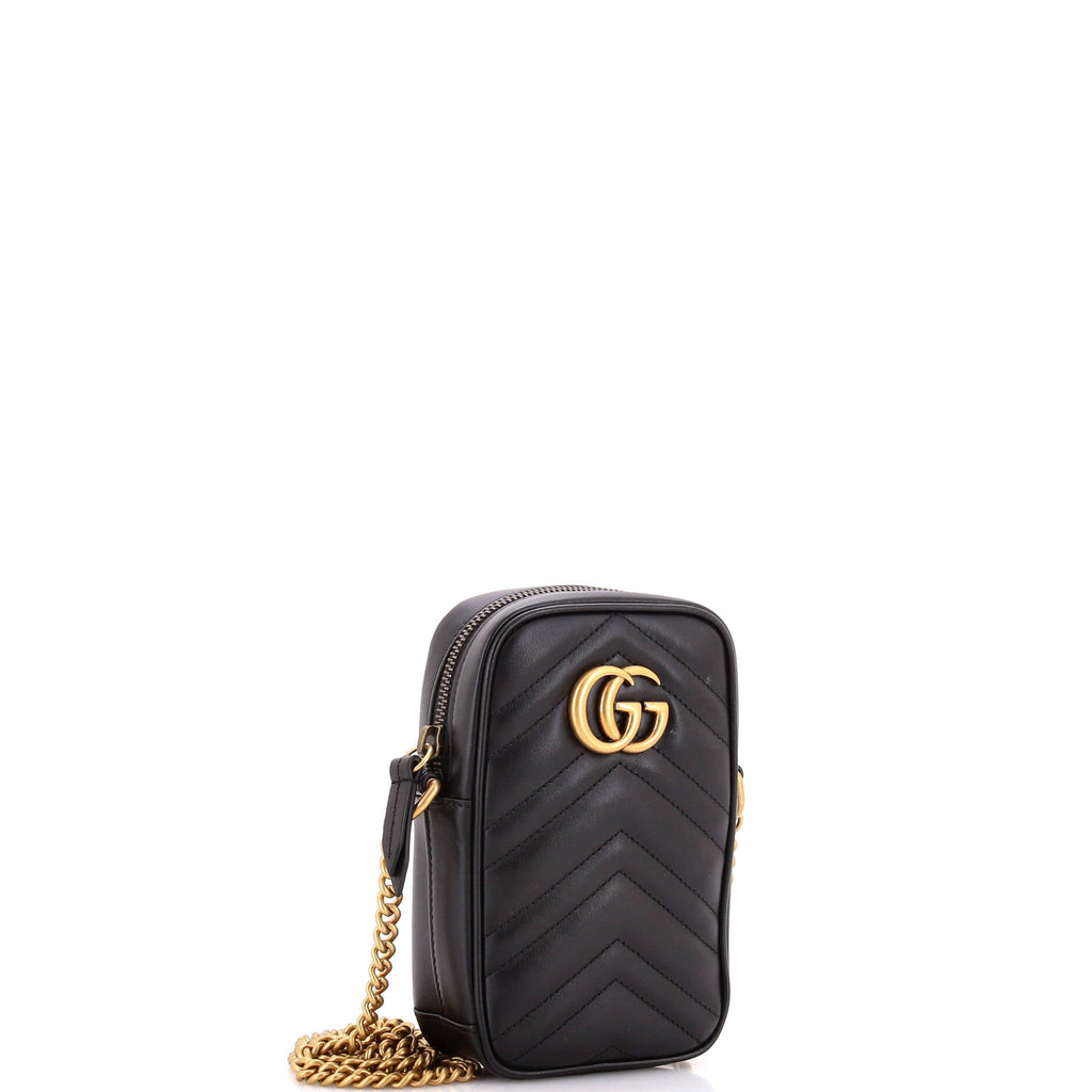 GG Marmont Vertical Phone Crossbody Bag Matelasse Leather Mini