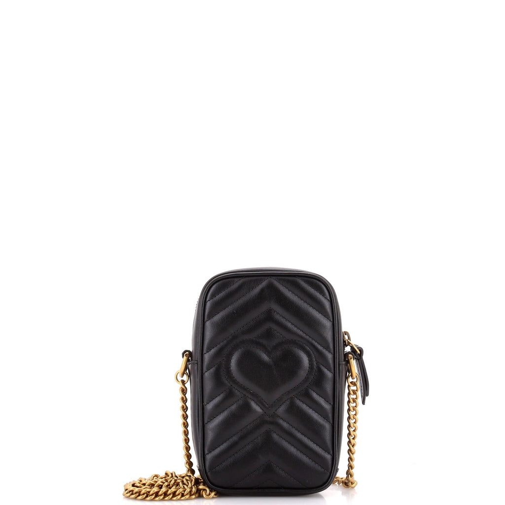 GG Marmont Vertical Phone Crossbody Bag Matelasse Leather Mini