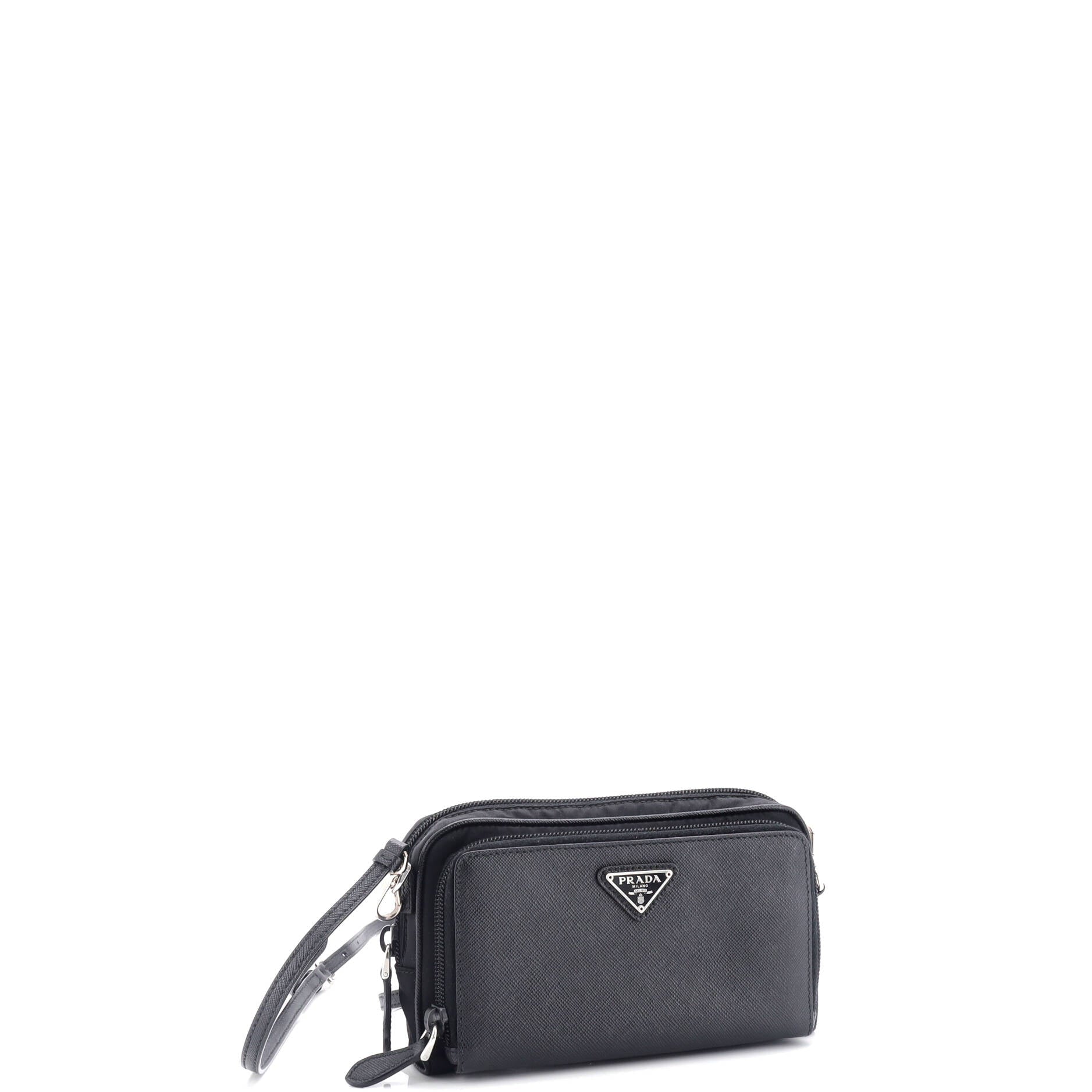 Double Zip Camera Bag Tessuto and Saffiano Leather Mini