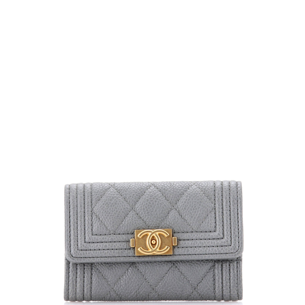 Boy Flap Card Case Quilted Caviar