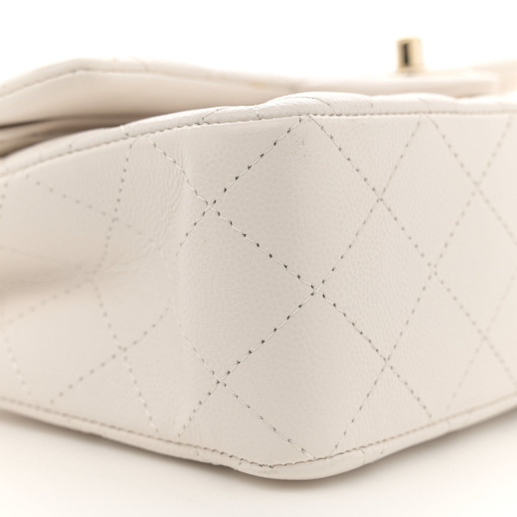 Caviar Quilted Small Double Flap White