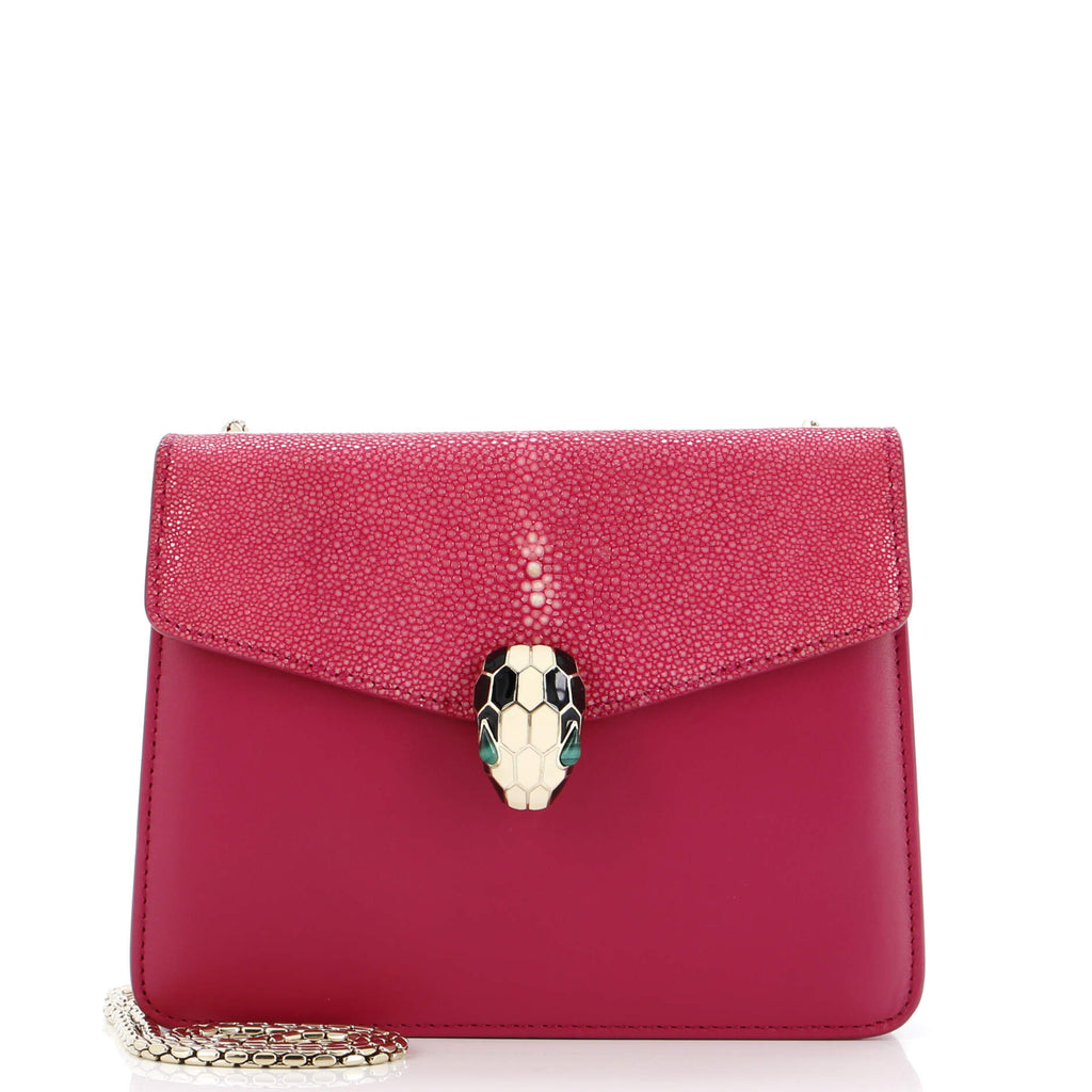 Serpenti Forever Square Shoulder Bag Leather and Stingray Small