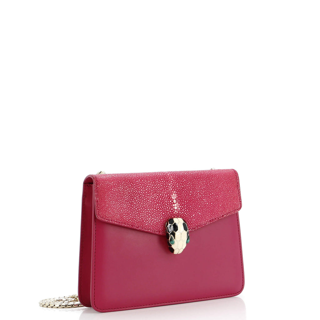Serpenti Forever Square Shoulder Bag Leather and Stingray Small