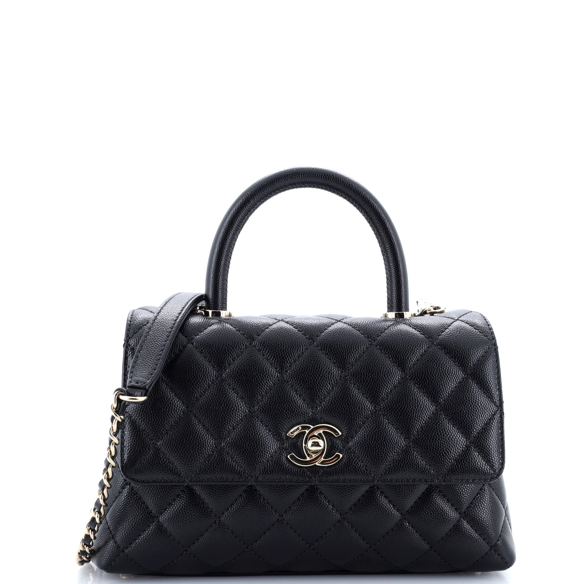 Coco Top Handle Bag Quilted Caviar Mini