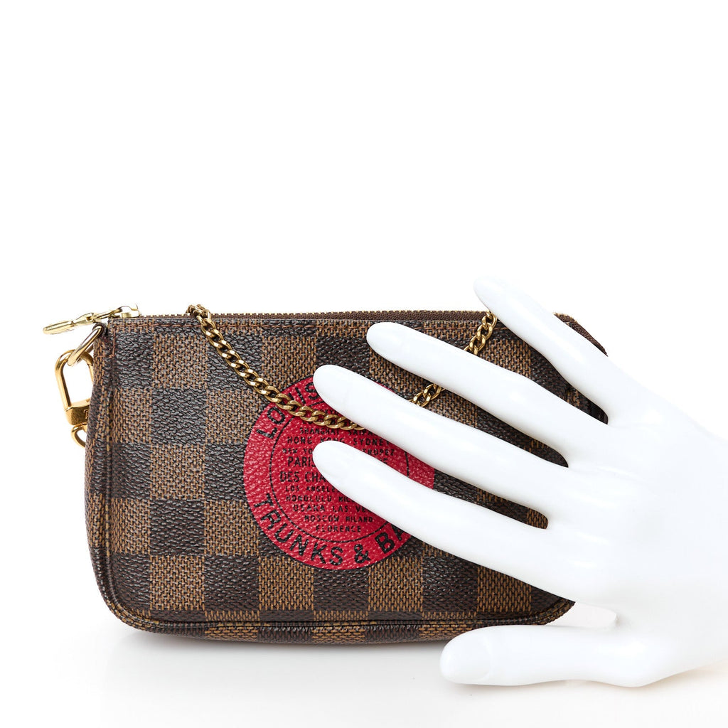 Damier Ebene Complice Trunks and Bags Mini Pochette Accessories Red