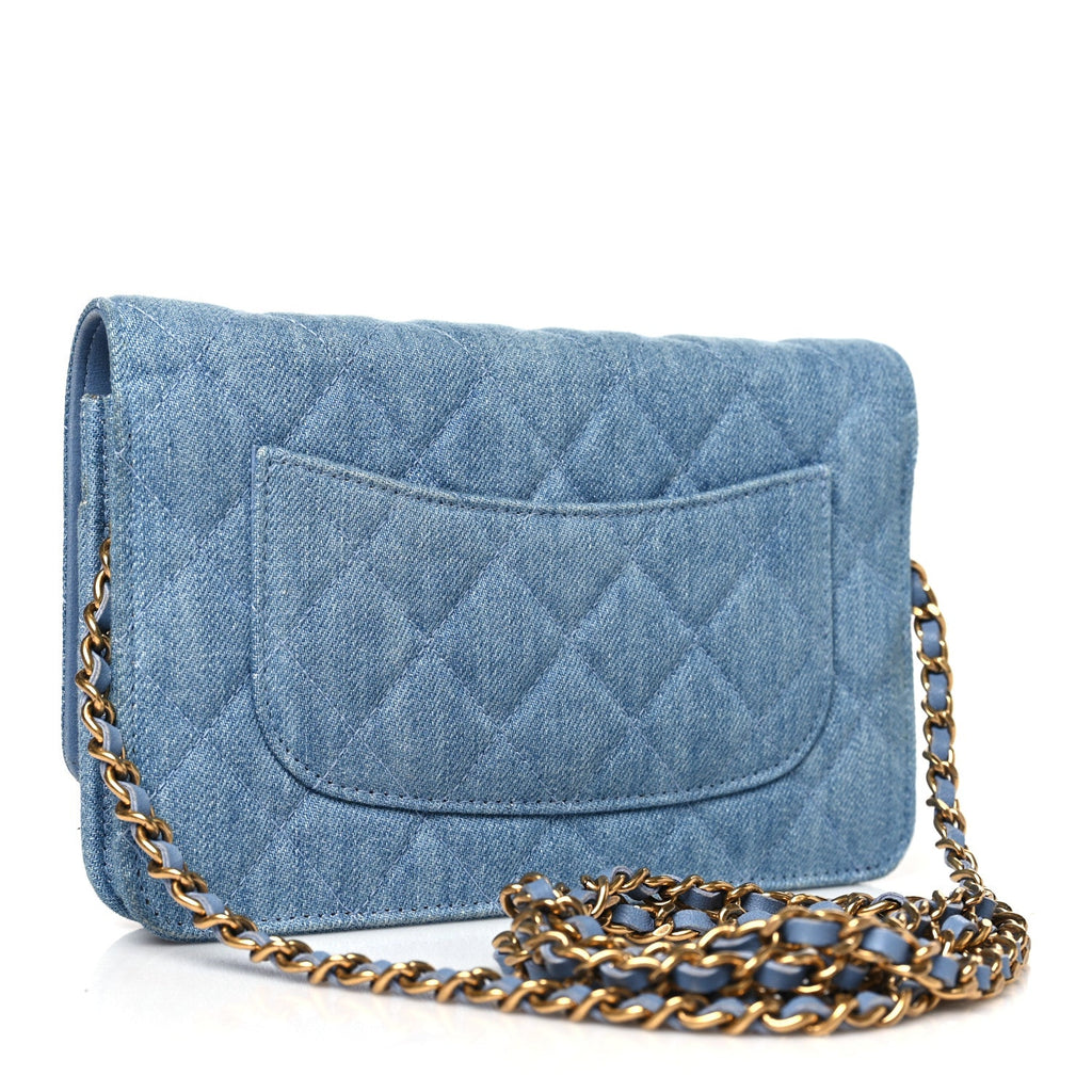 Denim Quilted Reissue Wallet On Chain WOC Blue